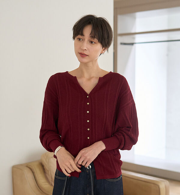 Rouge vif「変形ストライプ前後2WAYニット / カーディガン」|ニット・セーター|