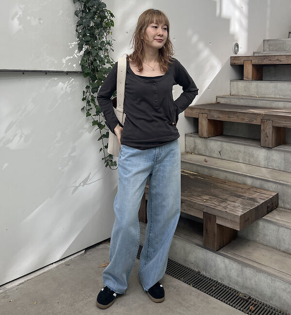 Rouge vif「【RED CARD/ レッドカード】別注Manoa  ワイドストレートイージーデ」|デニム|