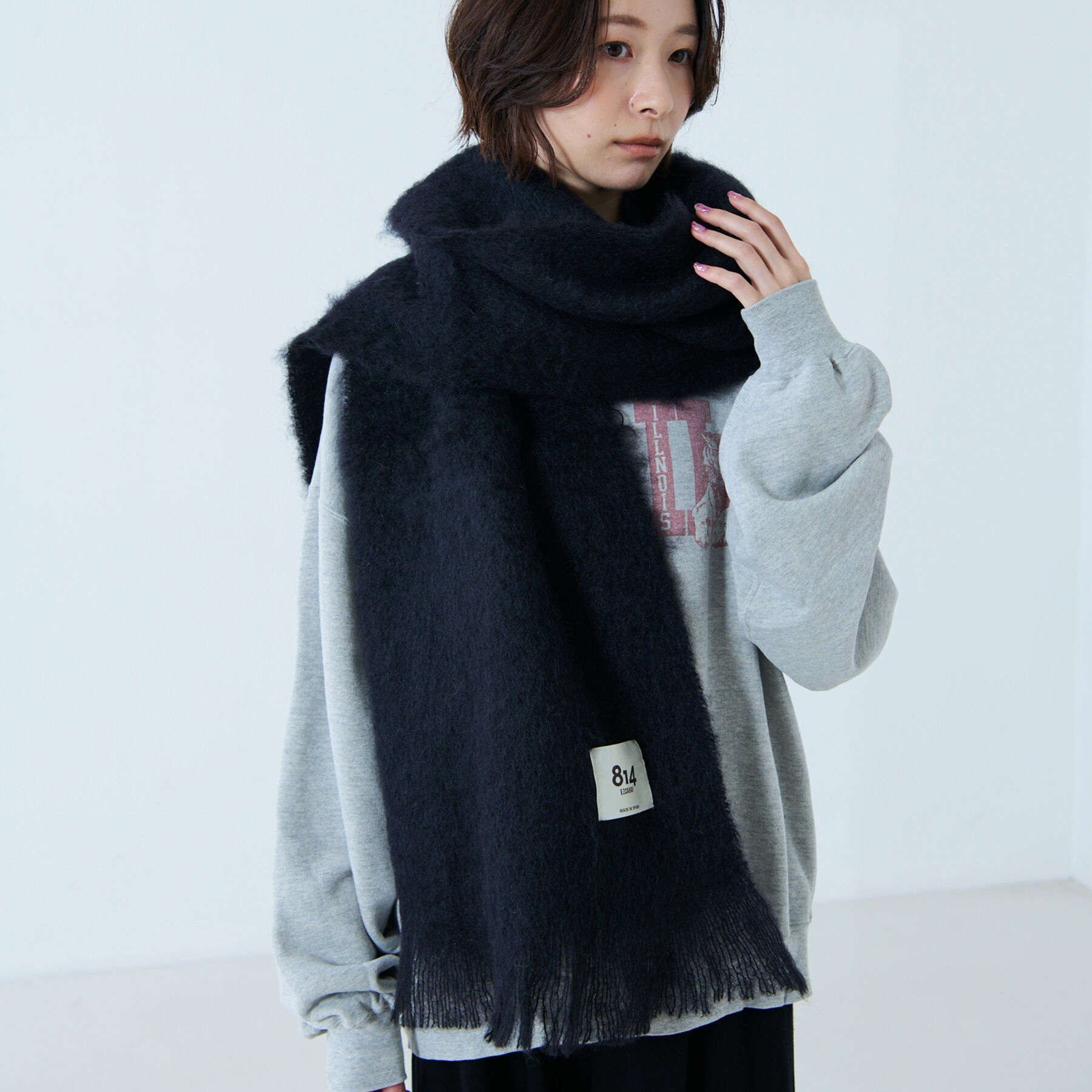 Rouge vif「【814 EZCARAY / エスカライ】モヘアストール / マフラー / 大判」|マフラー|ブラック