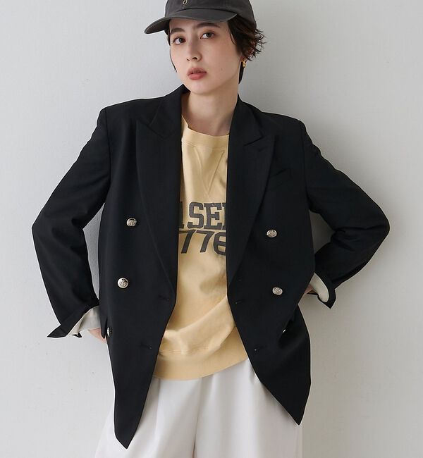 Rouge vif「メンズライクダブルジャケット」|テーラードジャケット|ブラック