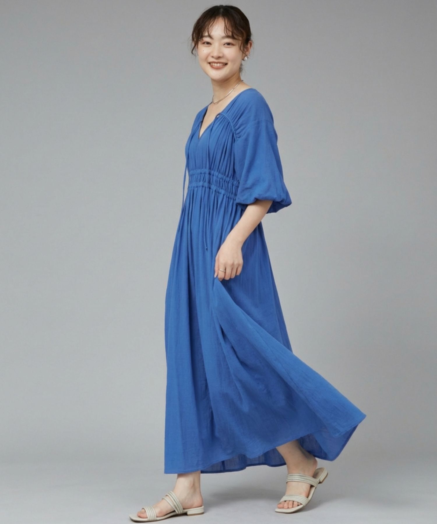 qualite「ウェストギャザーワンピース」|ワンピース|