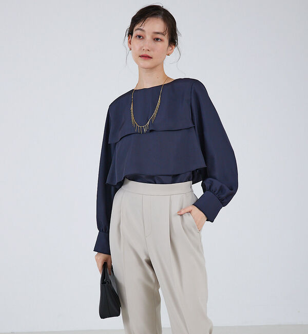 qualite「ブライトツイルティアードブラウス」|シャツ・ブラウス|