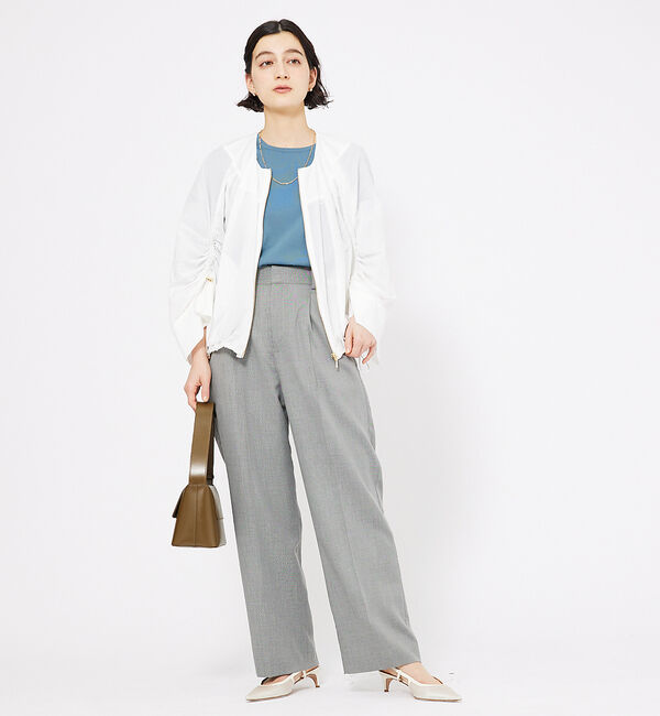 qualite「シャークスキンストレートパンツ」|スラックス|