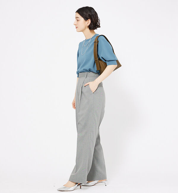 qualite「シャークスキンストレートパンツ」|スラックス|