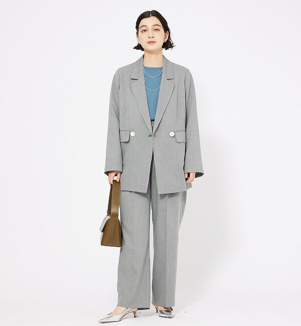 qualite「シャークスキンストレートパンツ」|スラックス|