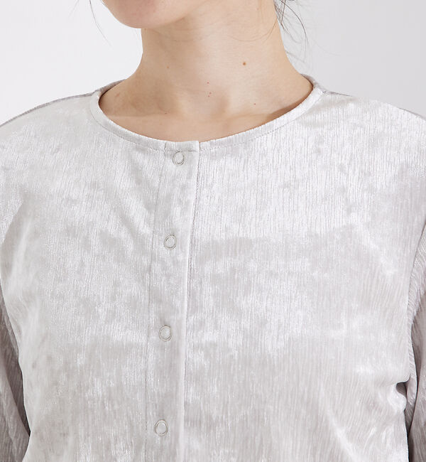 qualite「トリコットベロアショートカーデ」|カーディガン|