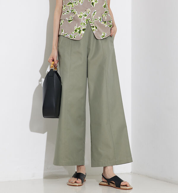 qualite「撥水ツイルワイドパンツ」|その他|カーキ