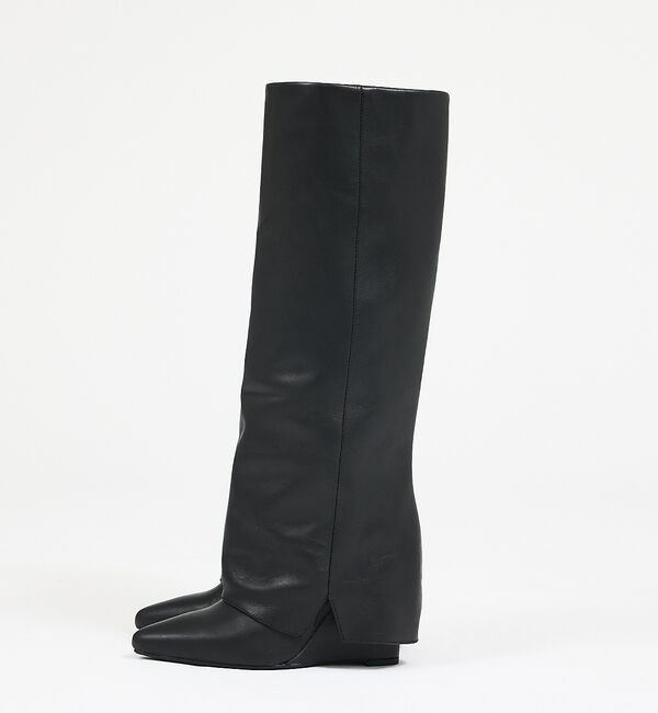 qualite「【REMME】カバーロングウェッジ/ロングブーツ」|ショートブーツ|