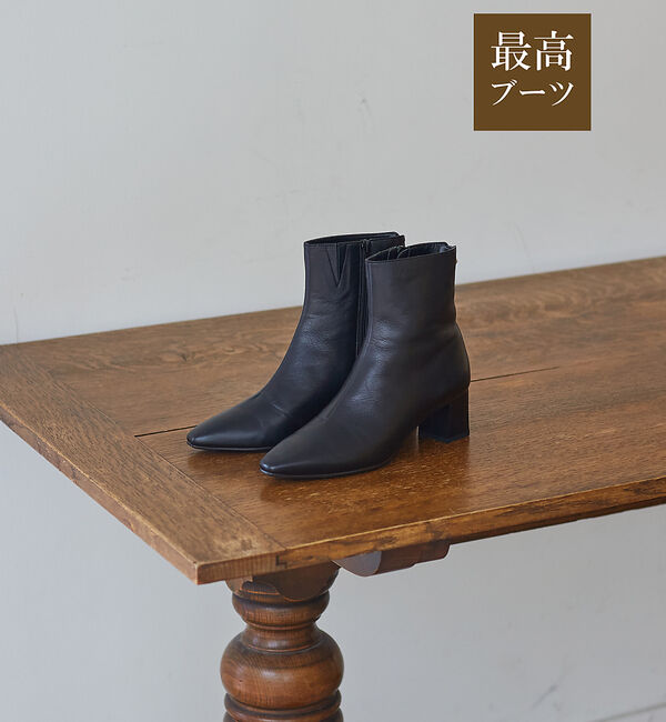 AU BANNISTER「【最高ブーツ/ニューヨーク】スクエアトゥブーツ」|ショートブーツ|ブラック