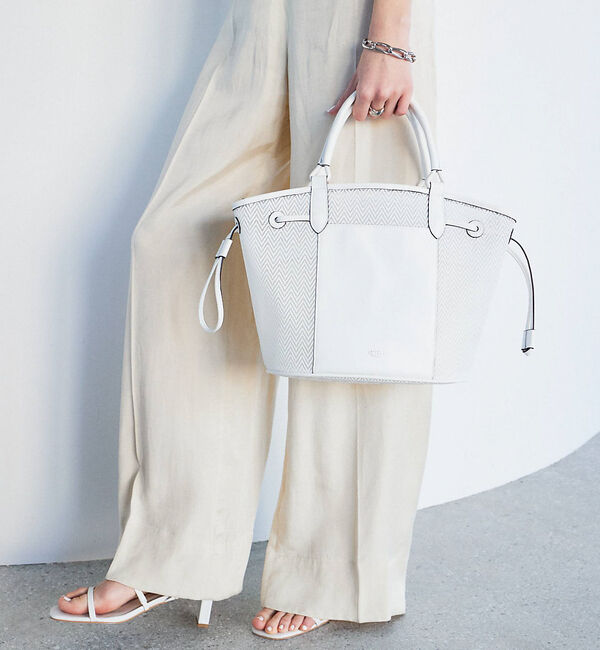 LOWELL things「Sheer/シアーメッシュ2WAYトート」|かごバッグ|ホワイト