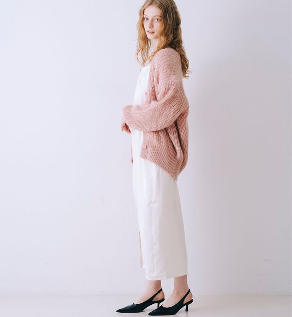 SELFIST「【一花さんコラボ】ニットカーデ＆サテンワンピースSET」|ワンピース|