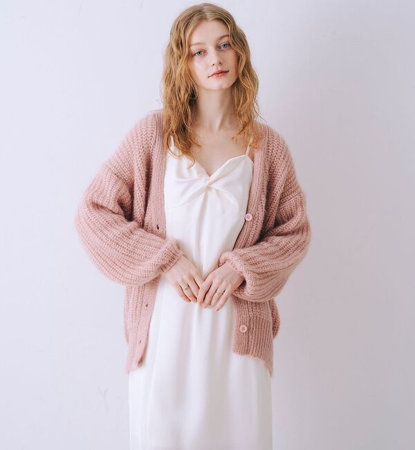 SELFIST「【一花さんコラボ】ニットカーデ＆サテンワンピースSET」|ワンピース|