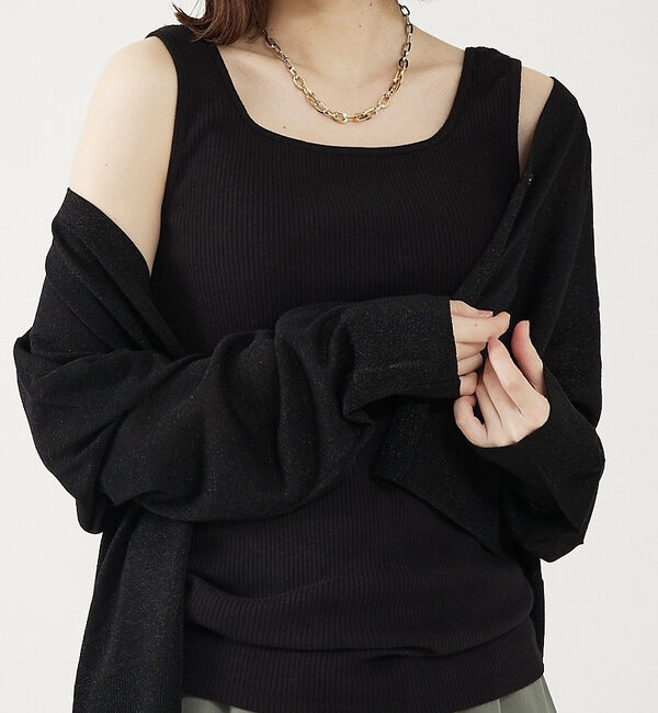 abahouse mavie「スクエアネック2WAYタンクトップ」|キャミソール|ブラック