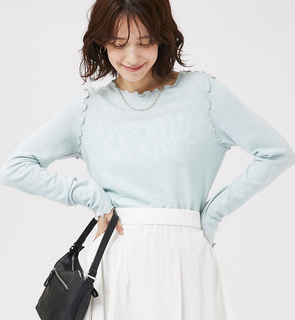 abahouse mavie「スパークナイロンクルーネックプルオーバー」|Tシャツ・カットソー|サックスブルー