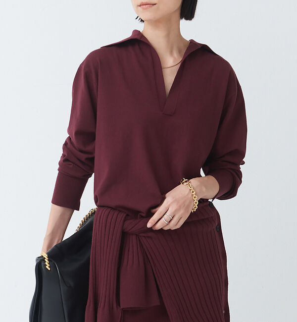 The Store by C' 「【COCUCA】スキッパープルオーバー」|ニット・セーター|テラコッタ