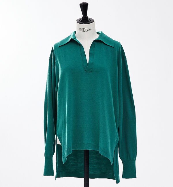 The Store by C' 「【COCUCA】スキッパープルオーバー」|ニット・セーター|グリーン