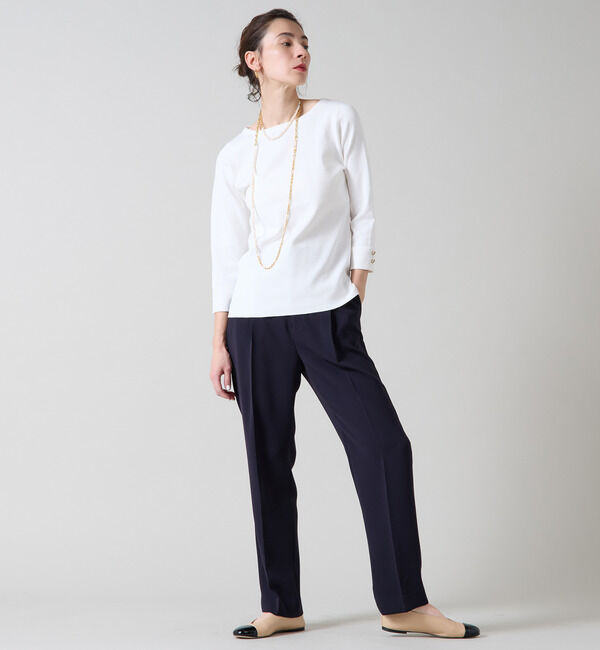 Liesse「袖釦ボートネックニット」|ニット・セーター|