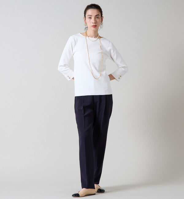 Liesse「袖釦ボートネックニット」|ニット・セーター|