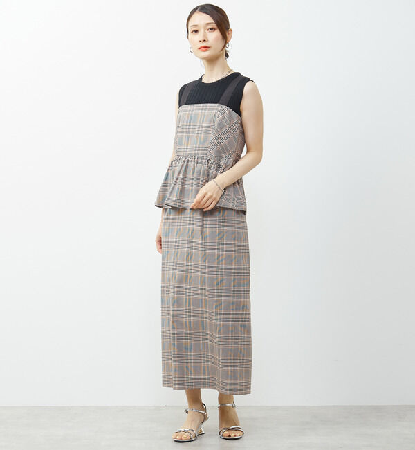 Soffitto「ノースリーブチェック柄ワンピース」|ワンピース|グレー系その他