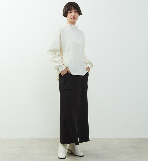 Soffitto「【nota della mano sinistra（ノータ デラ マノ シニストラ）】素材切替オフタートップス」|Tシャツ・カットソー|