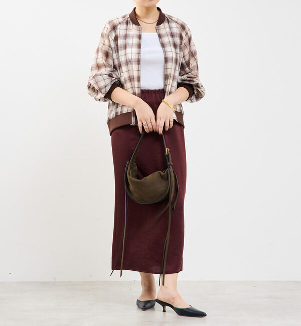 Soffitto「【定番】ウエストオールゴムストレッチサテンタイトスカート」|スカート|