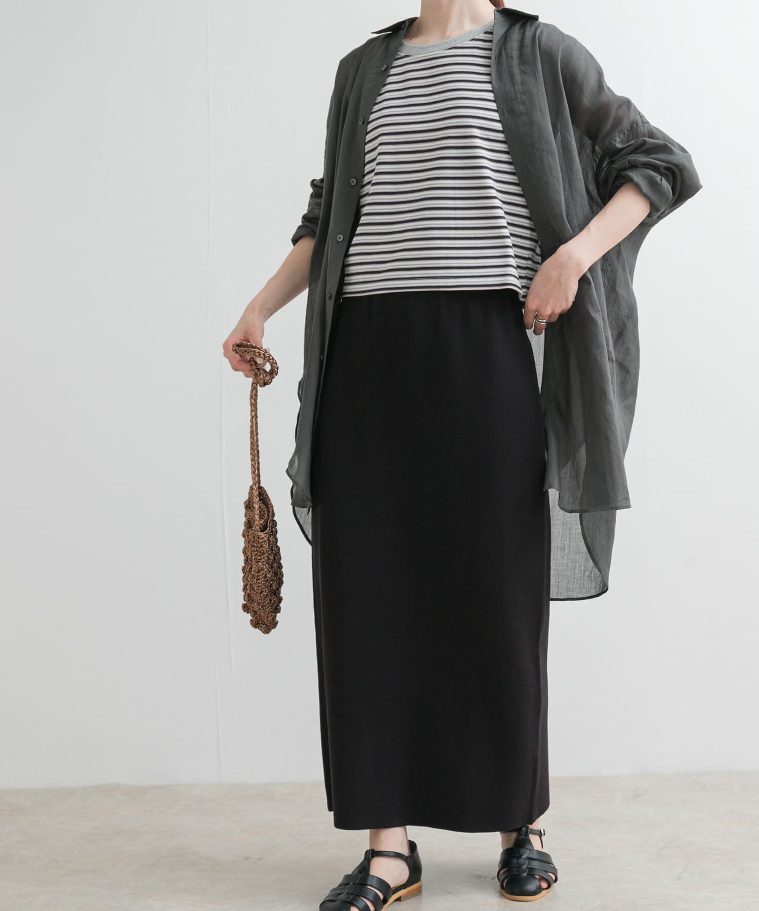 URBAN RESEARCH DOORS「リネン混ニットストレートスカート」|スカート|