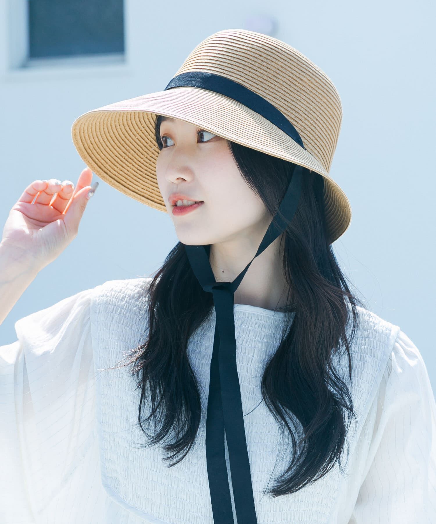 SMELLY「ペーパーリボンハット」|ハット|ベージュ