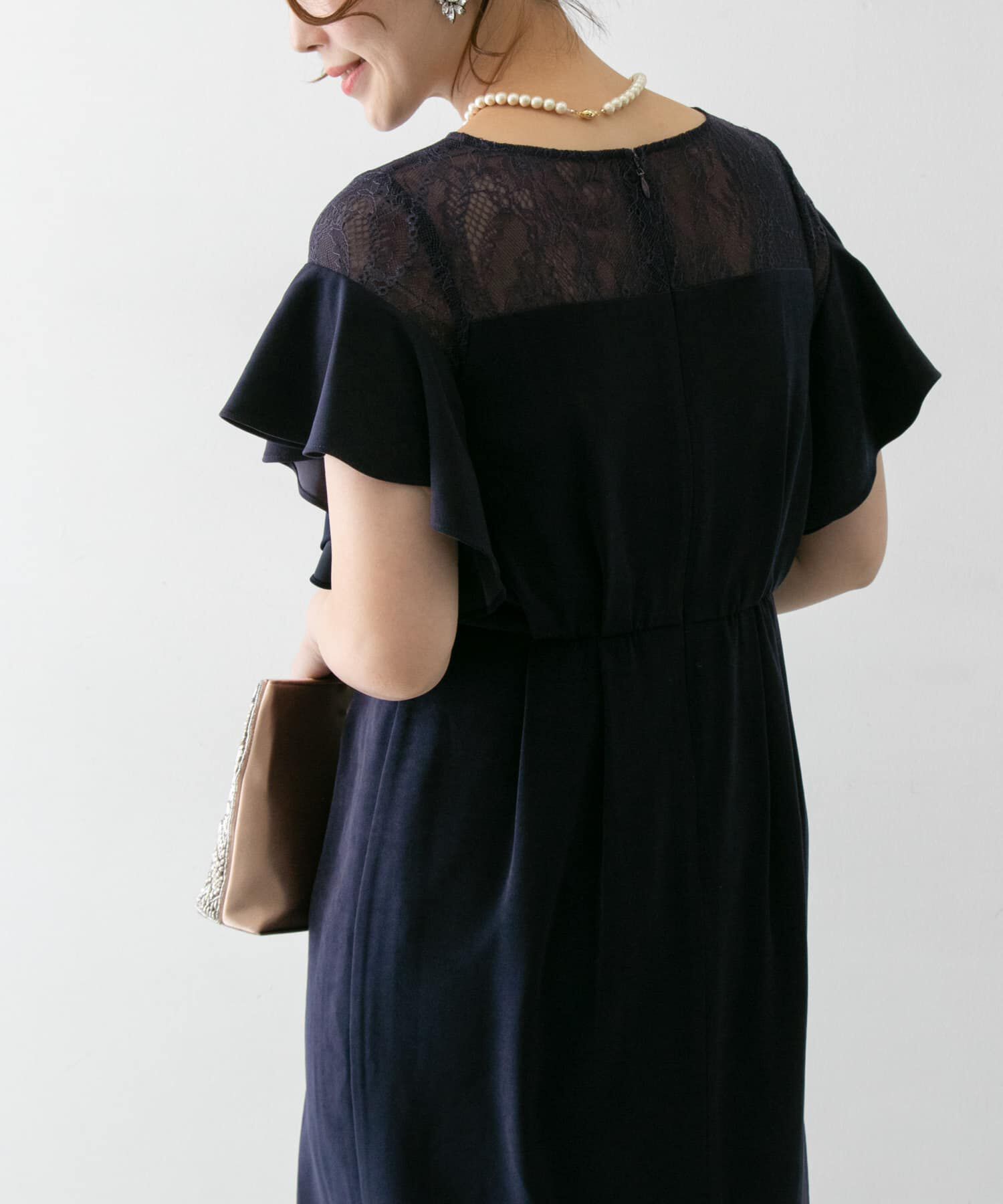 URBAN RESEARCH ROSSO「デコルテレースフリルドレス」|ワンピース|