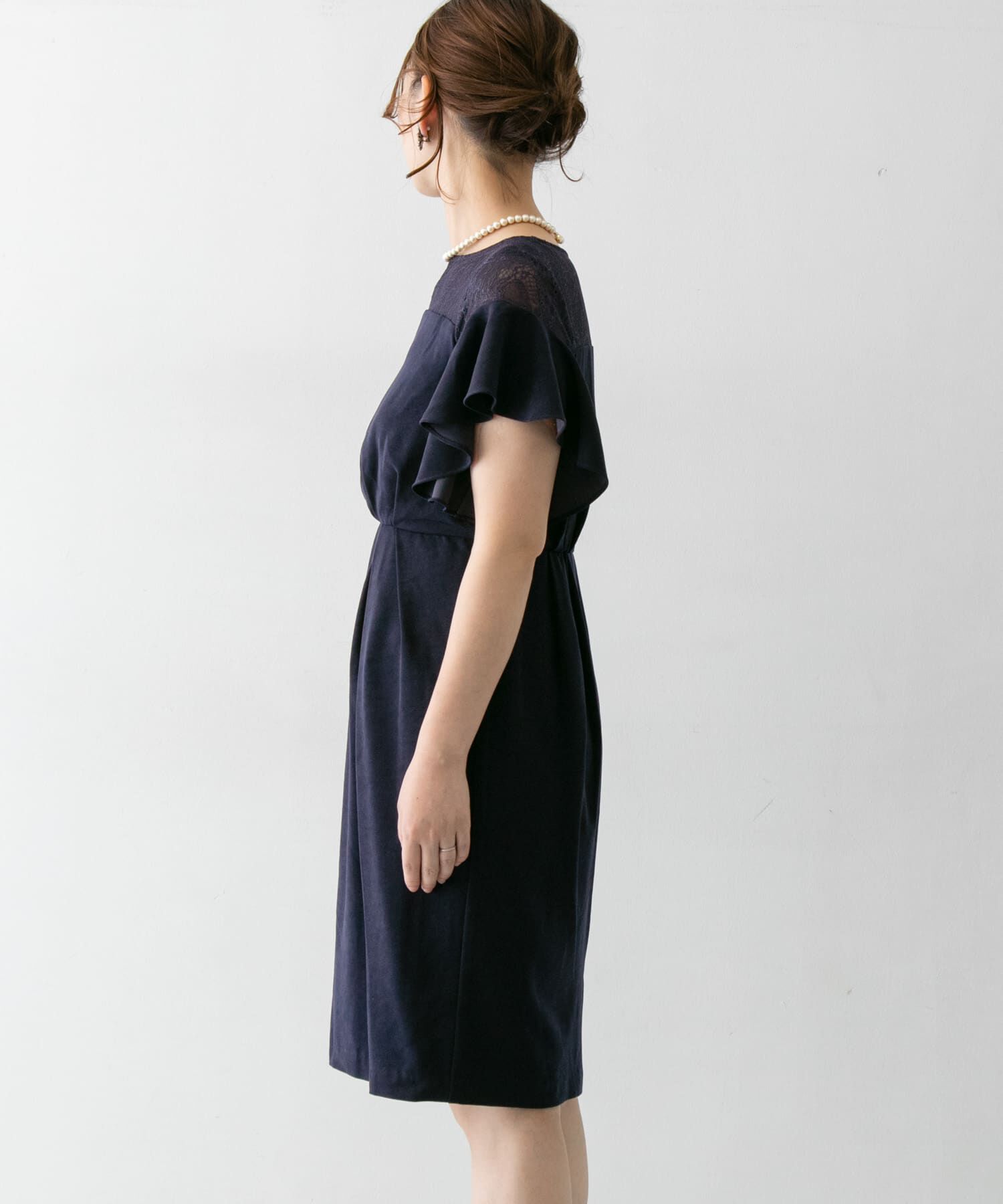 URBAN RESEARCH ROSSO「デコルテレースフリルドレス」|ワンピース|