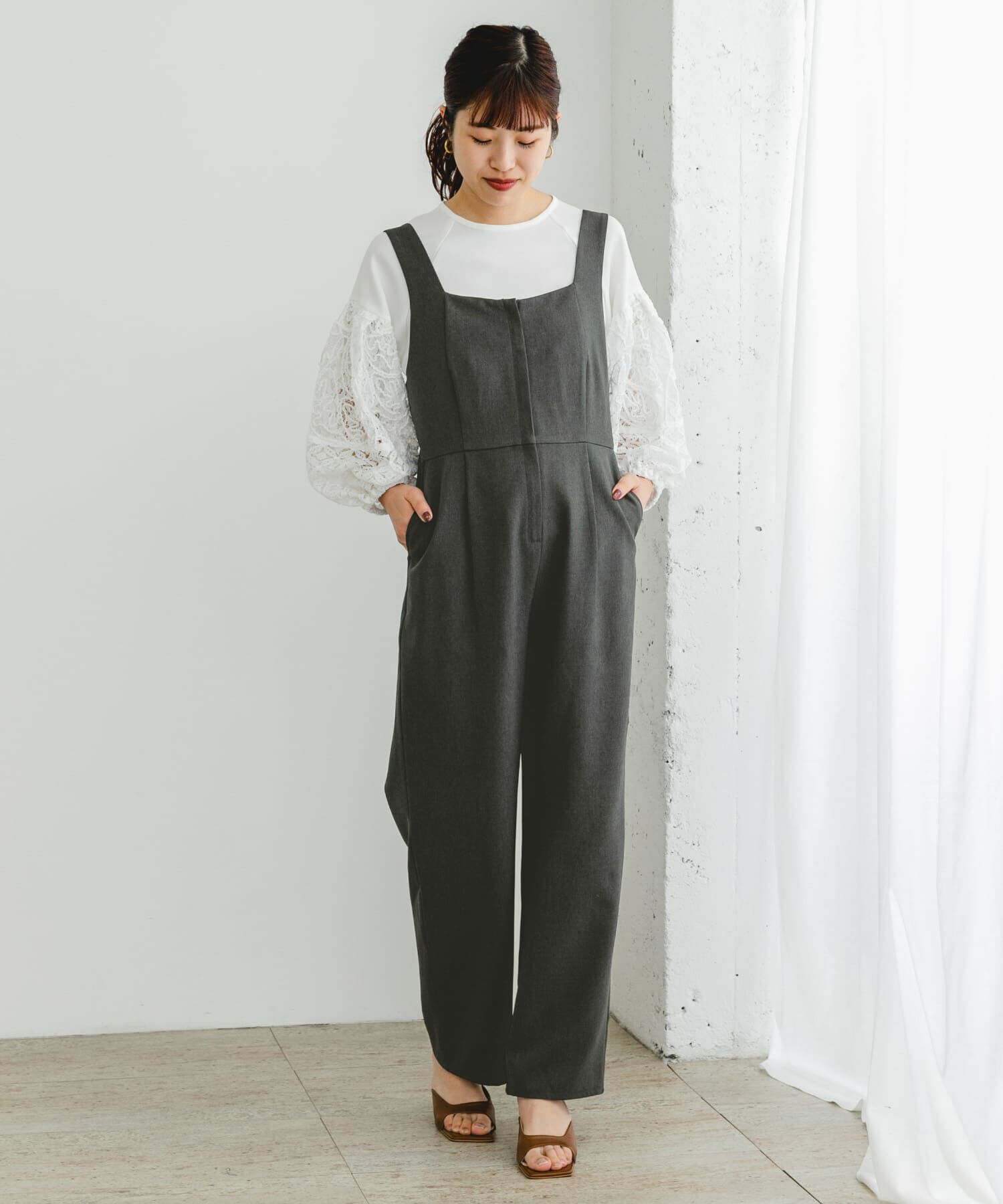 URBAN RESEARCH ROSSO「F by ROSSO　イージーケアワイドストレートオールインワン」|スカート|