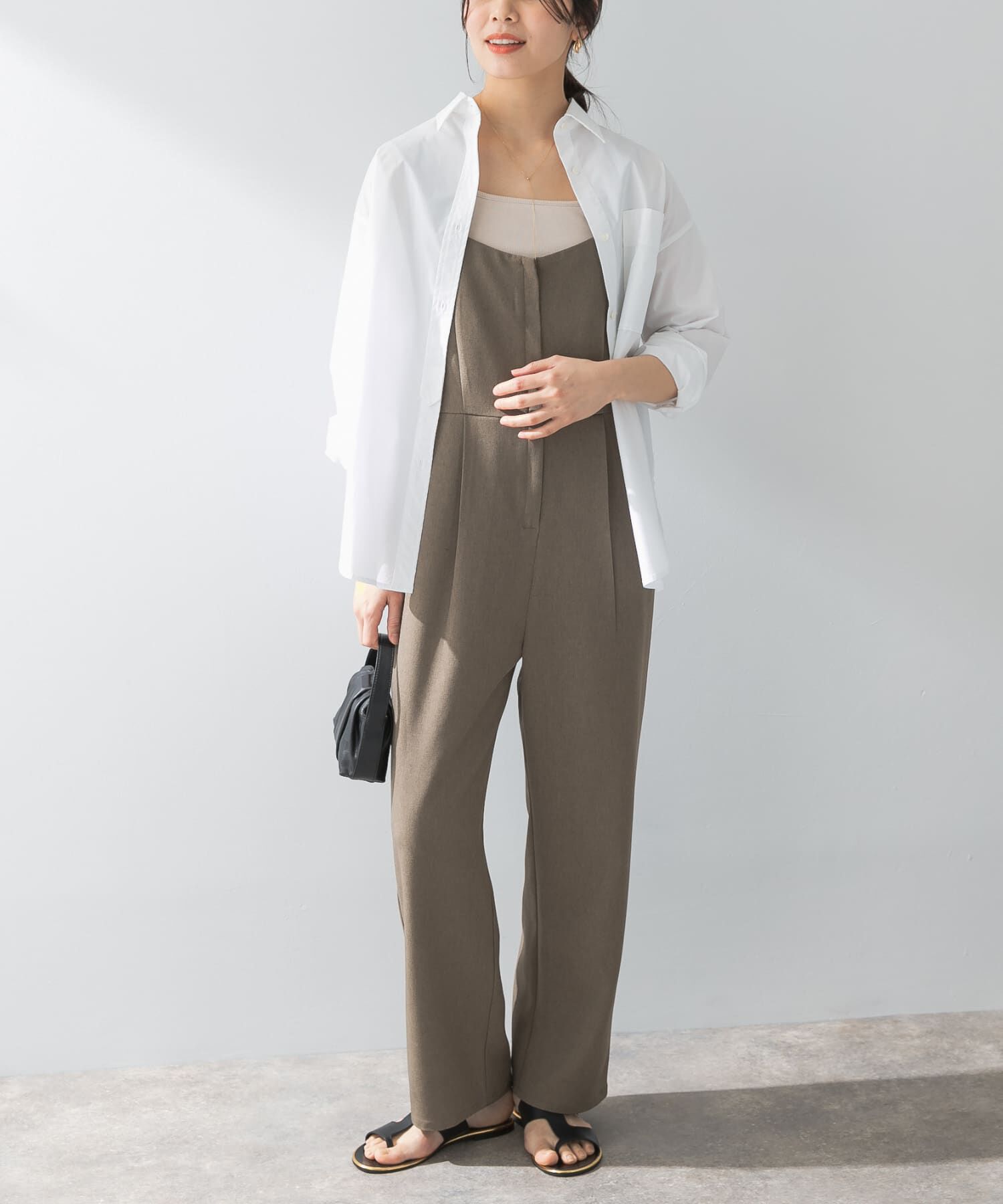 URBAN RESEARCH ROSSO「F by ROSSO　イージーケアワイドストレートオールインワン」|スカート|