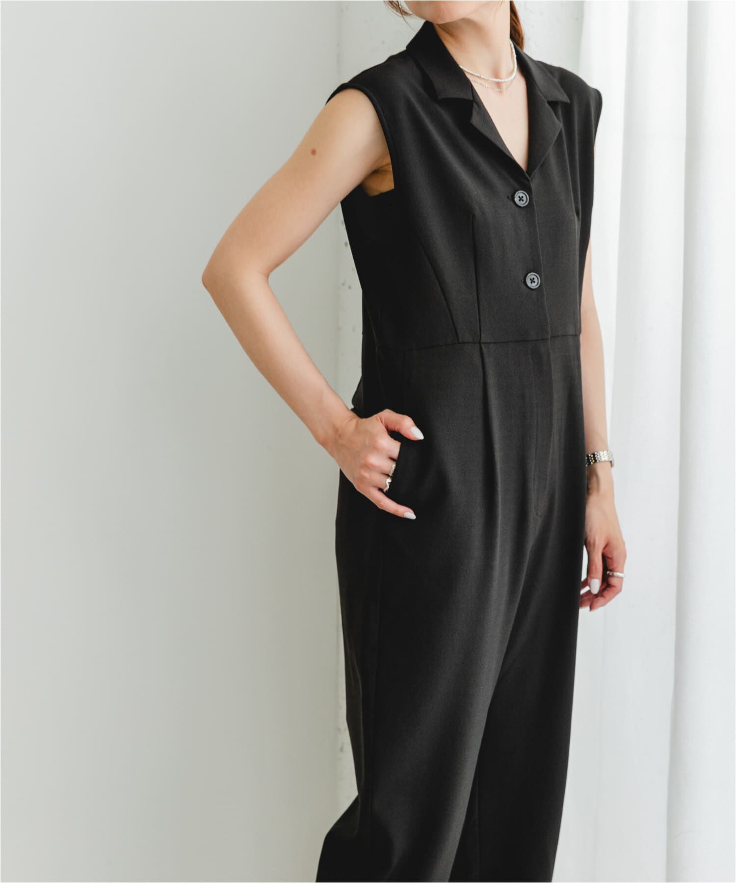 URBAN RESEARCH ROSSO「『UR TECH DRYLUXE』F by ROSSO　オープンカラーオールインワン」|スカート|