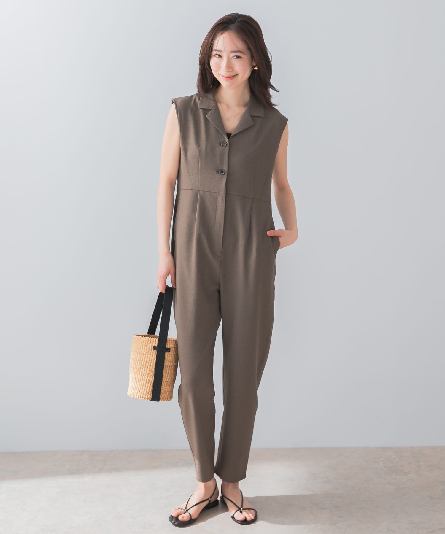 URBAN RESEARCH ROSSO「『UR TECH DRYLUXE』F by ROSSO　オープンカラーオールインワン」|スカート|