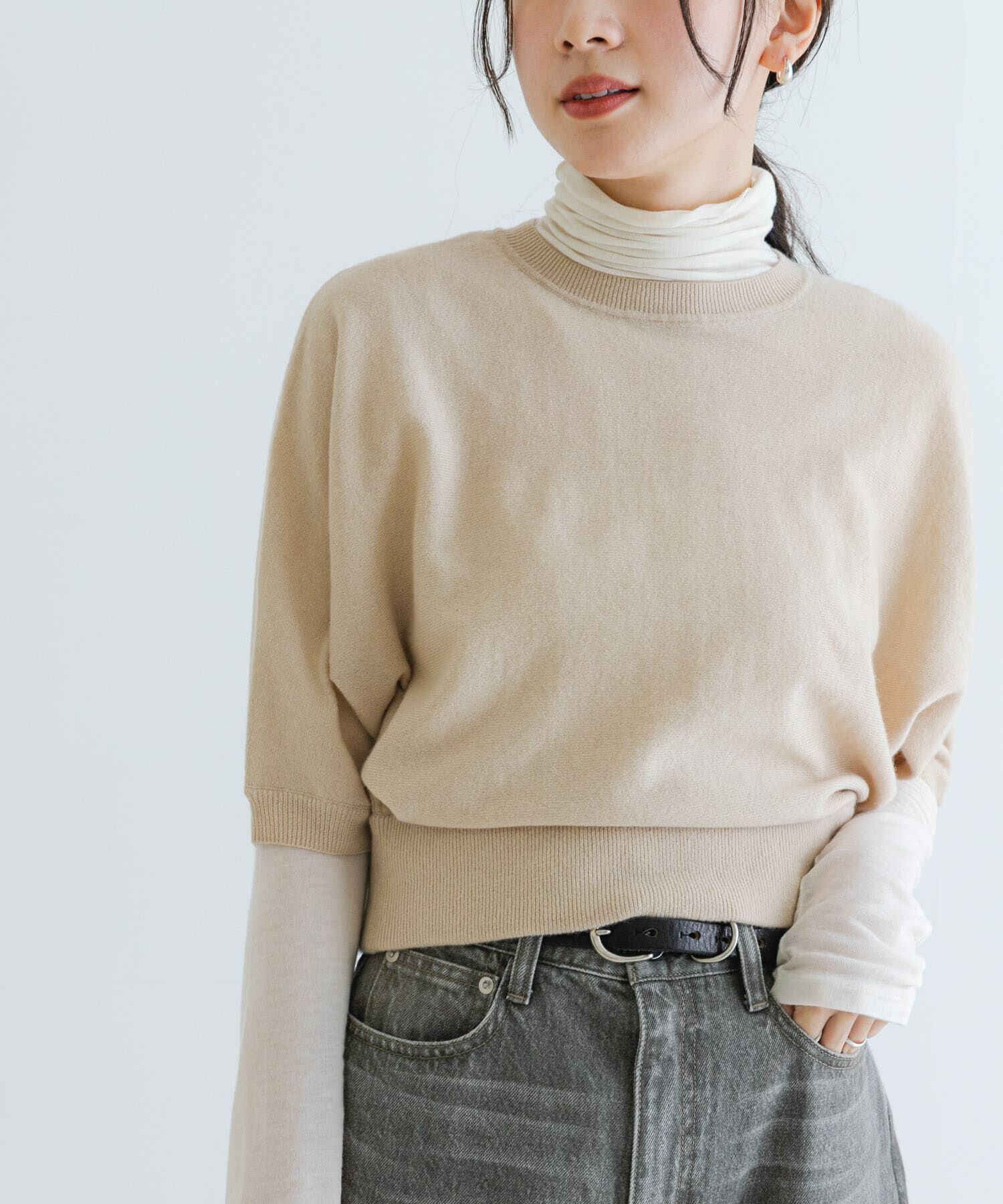 URBAN RESEARCH「ウールハーフスリーブドルマンニット」|ニット・セーター|