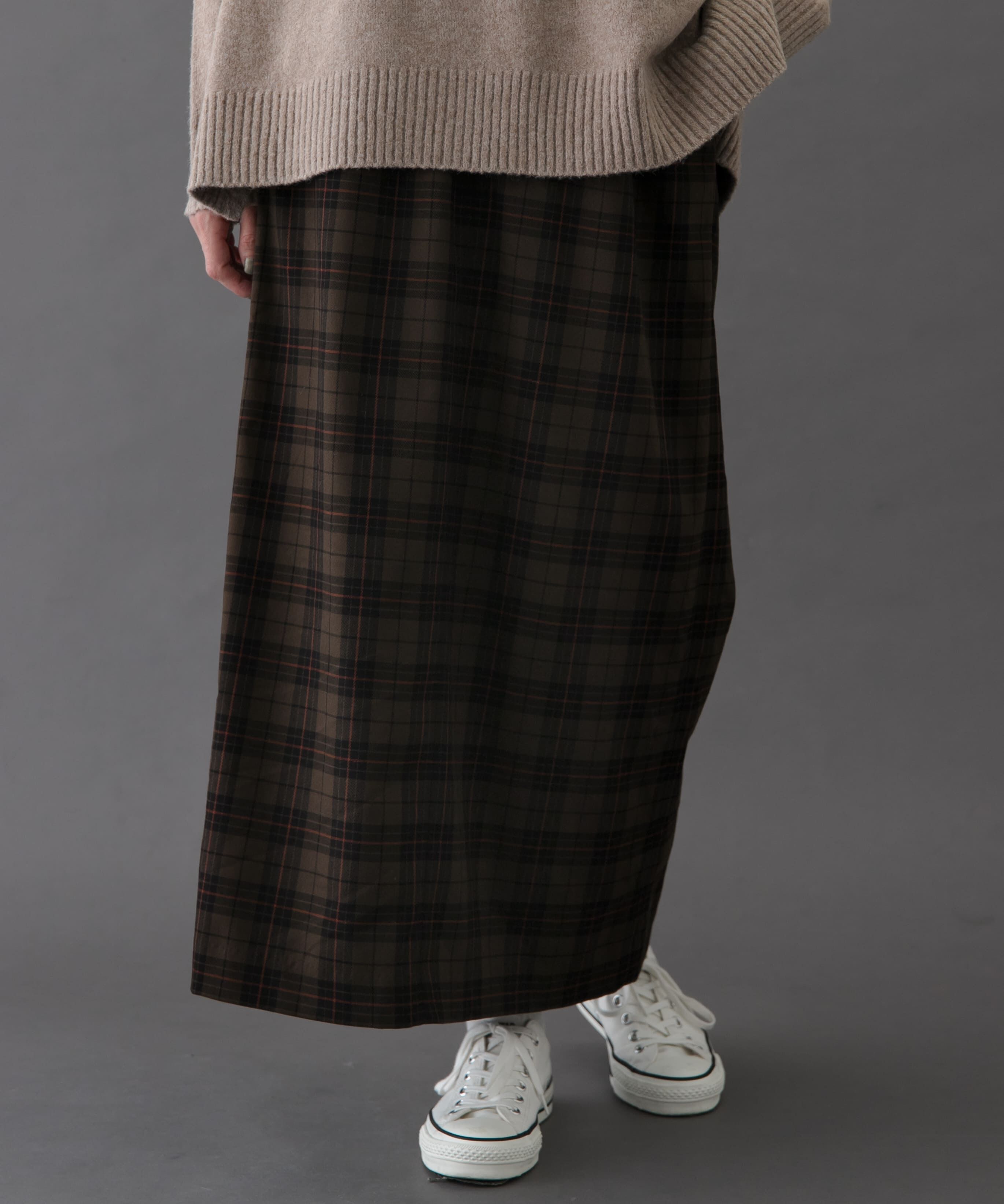 URBAN RESEARCH DOORS「FORK&SPOON　チェックストレートスカート」|スカート|ベージュ系その他