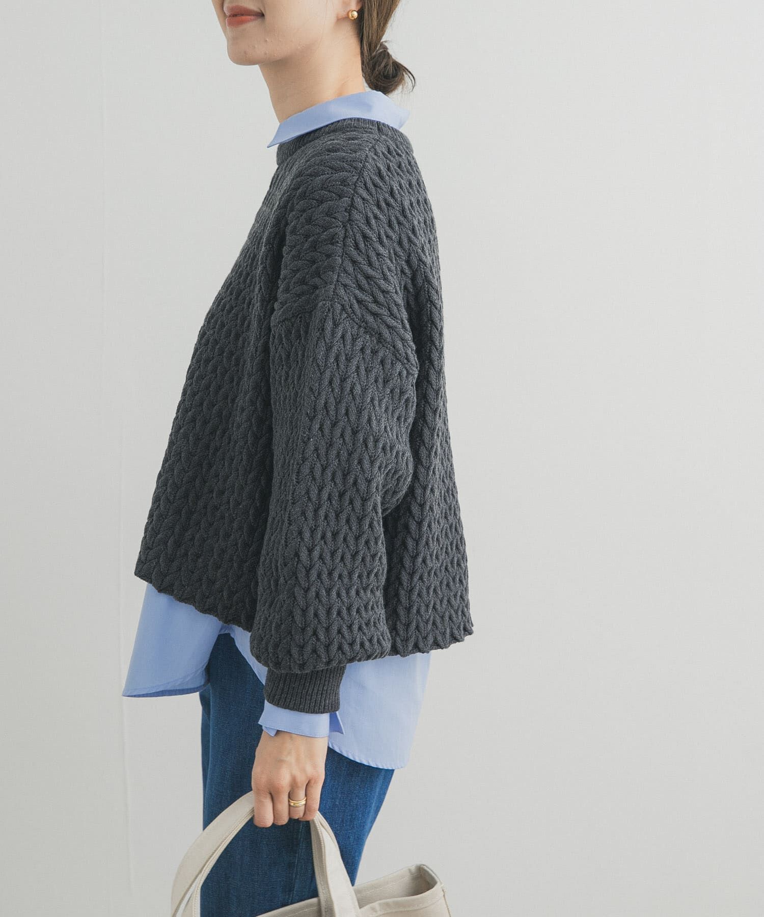 URBAN RESEARCH DOORS「ヘリンボーン柄ニットプルオーバー」|ニット・セーター|