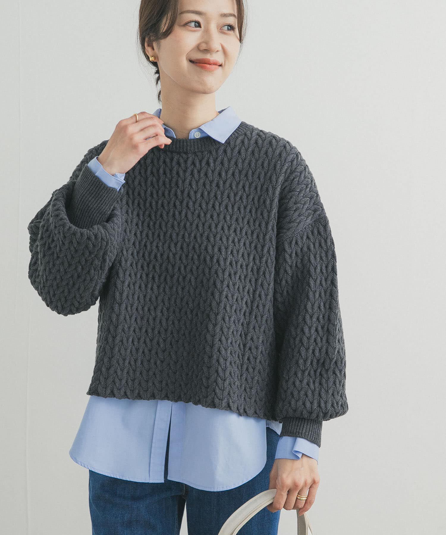 URBAN RESEARCH DOORS「ヘリンボーン柄ニットプルオーバー」|ニット・セーター|