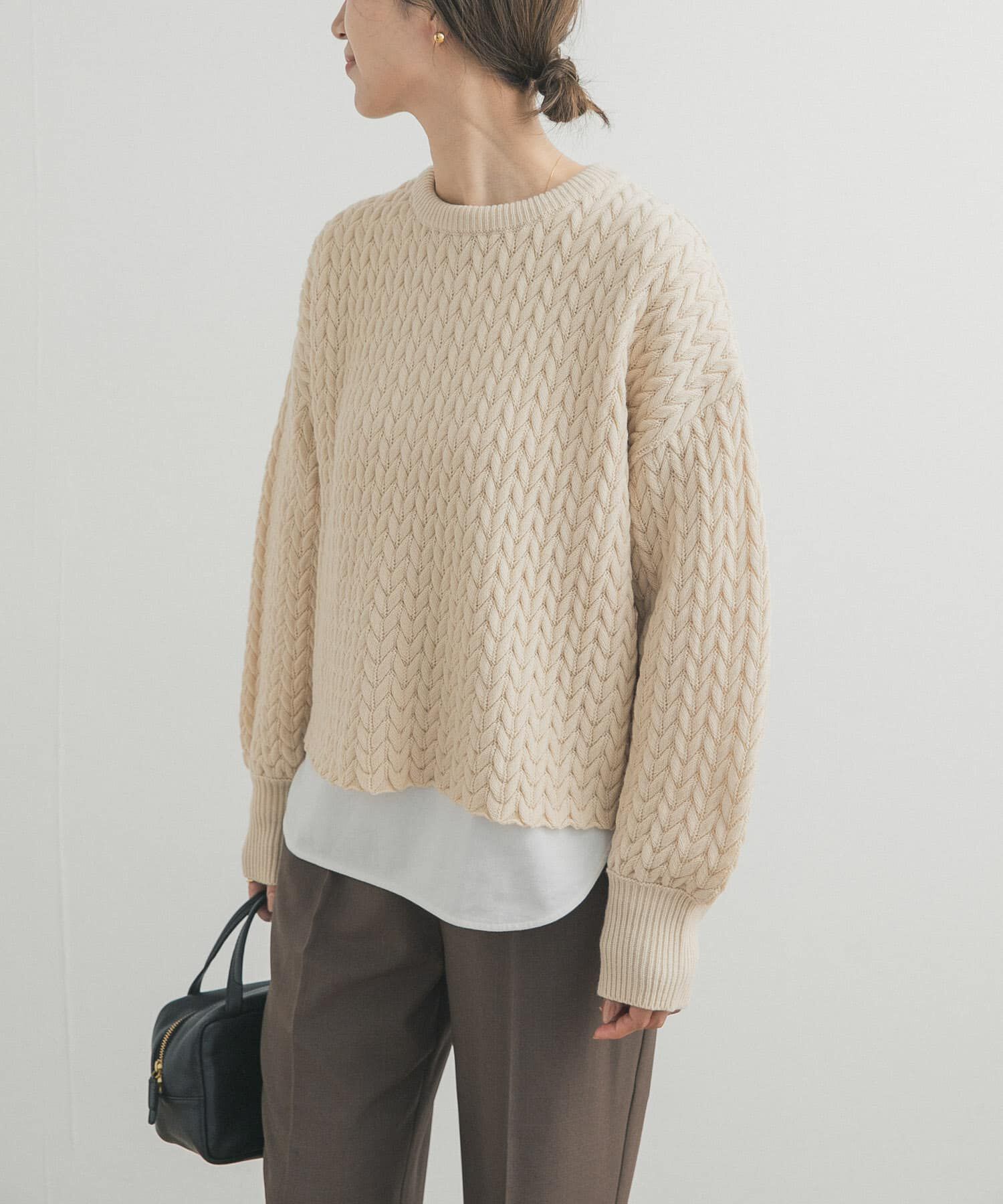 URBAN RESEARCH DOORS「ヘリンボーン柄ニットプルオーバー」|ニット・セーター|