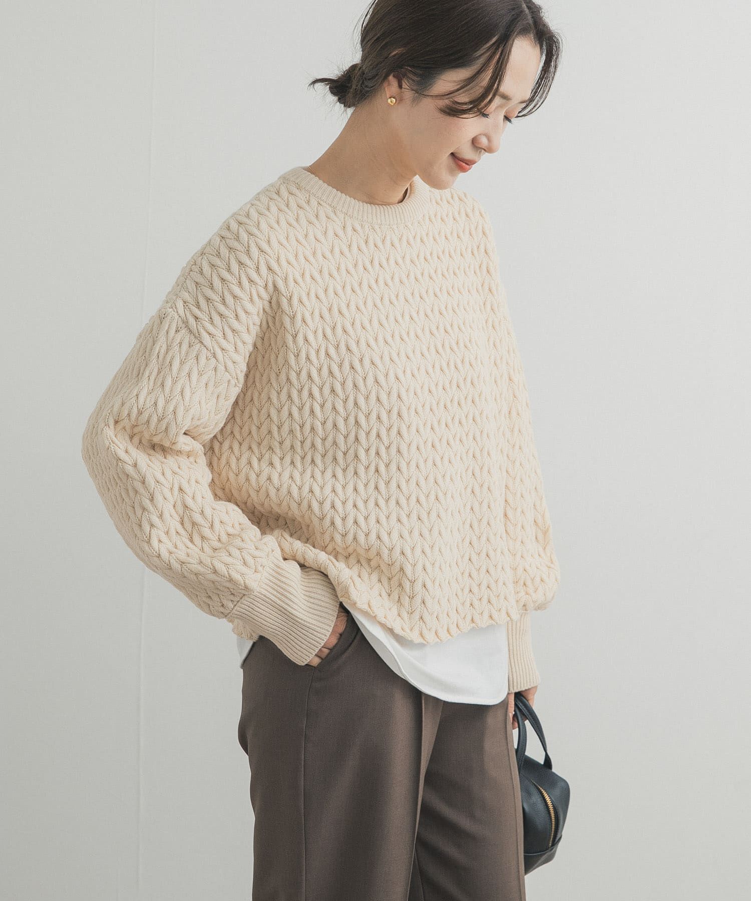 URBAN RESEARCH DOORS「ヘリンボーン柄ニットプルオーバー」|ニット・セーター|