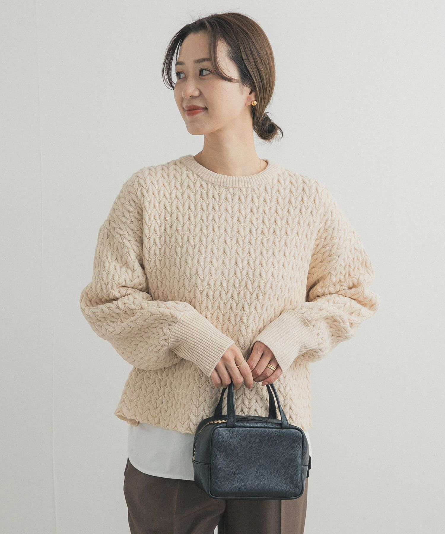 URBAN RESEARCH DOORS「ヘリンボーン柄ニットプルオーバー」|ニット・セーター|