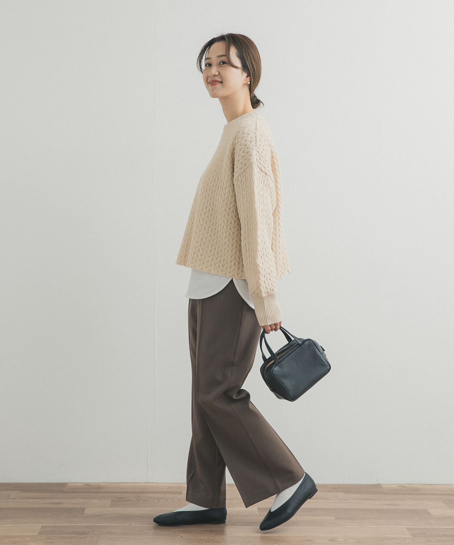 URBAN RESEARCH DOORS「ヘリンボーン柄ニットプルオーバー」|ニット・セーター|