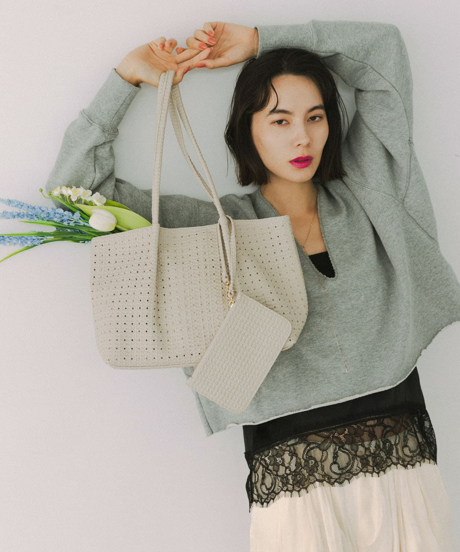 RODE SKO「ポーチ付パンチングミドルトートバッグ」|トートバッグ|