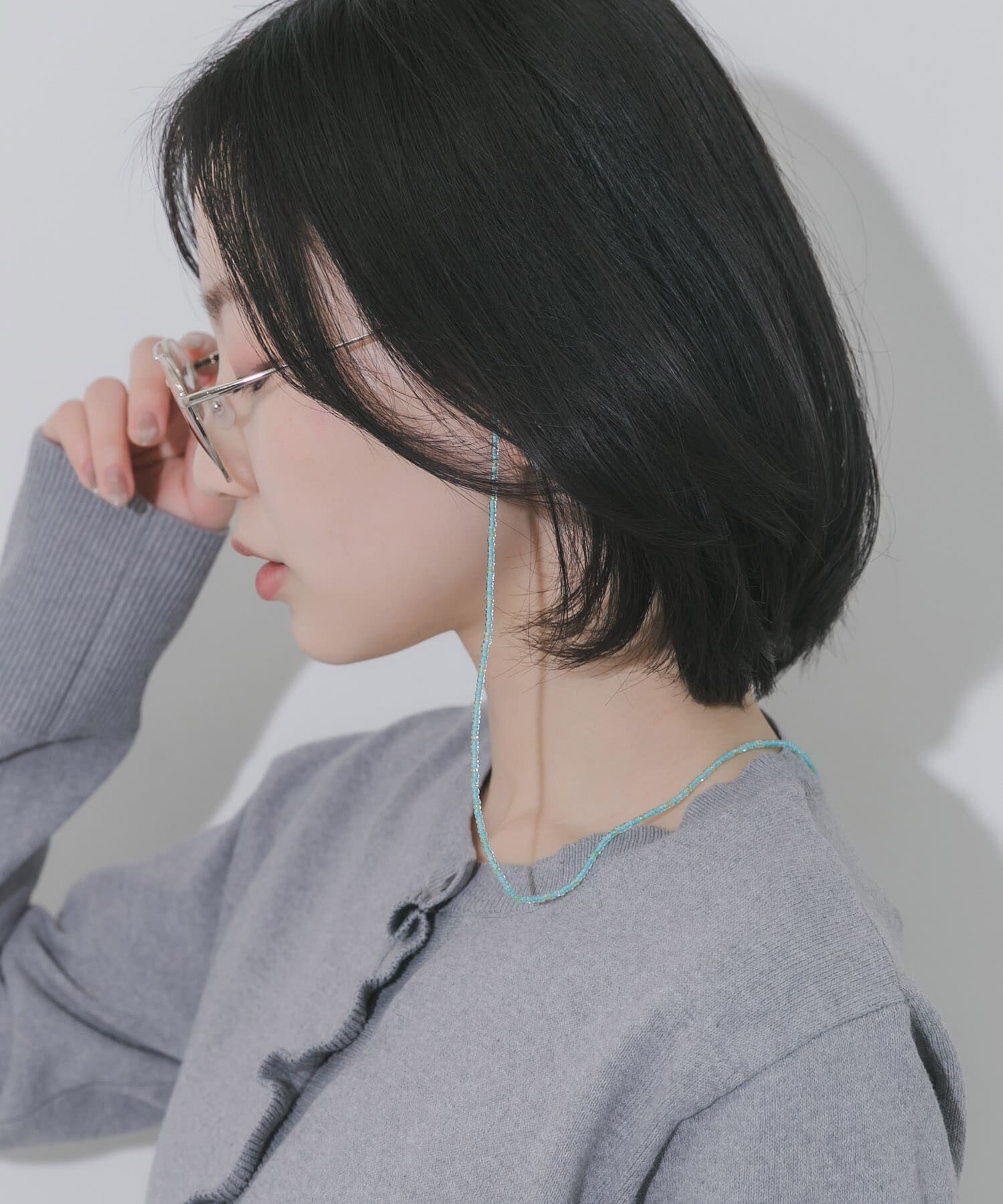 SMELLY「クリアビーズメガネチェーン」|メガネ|