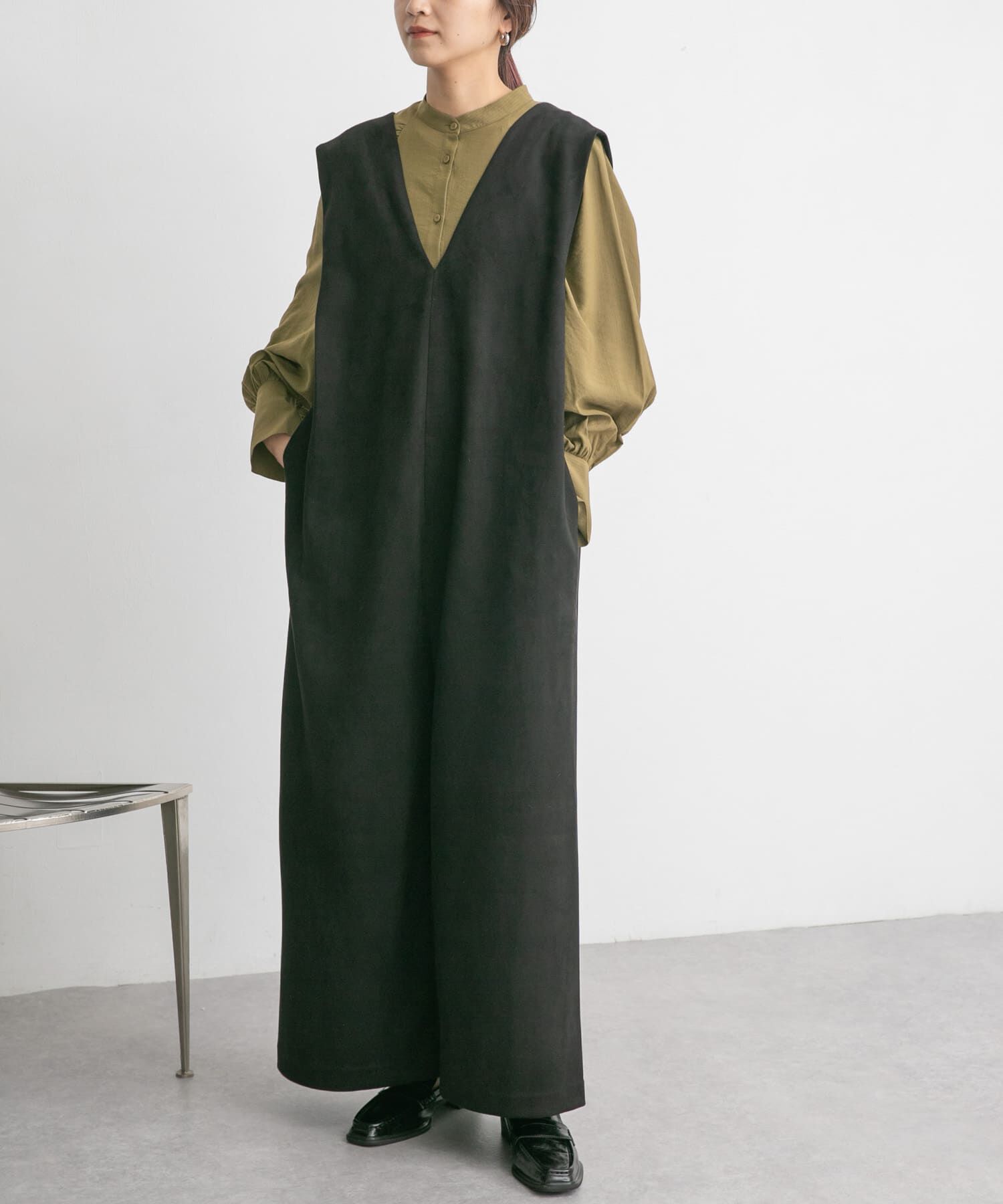  「ショルダータックスエードサロペット」|スカート|