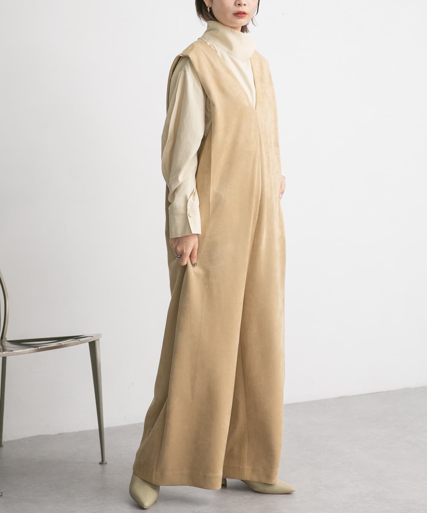  「ショルダータックスエードサロペット」|スカート|