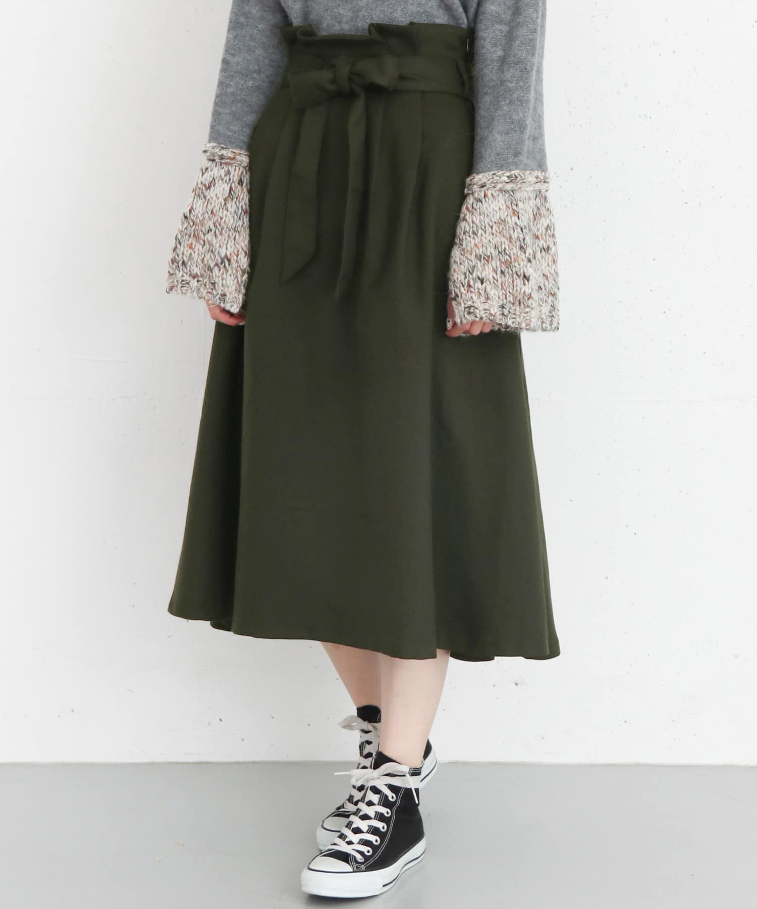  「ウエストリボンフレアスカート&there4;」|スカート|グリーン系その他
