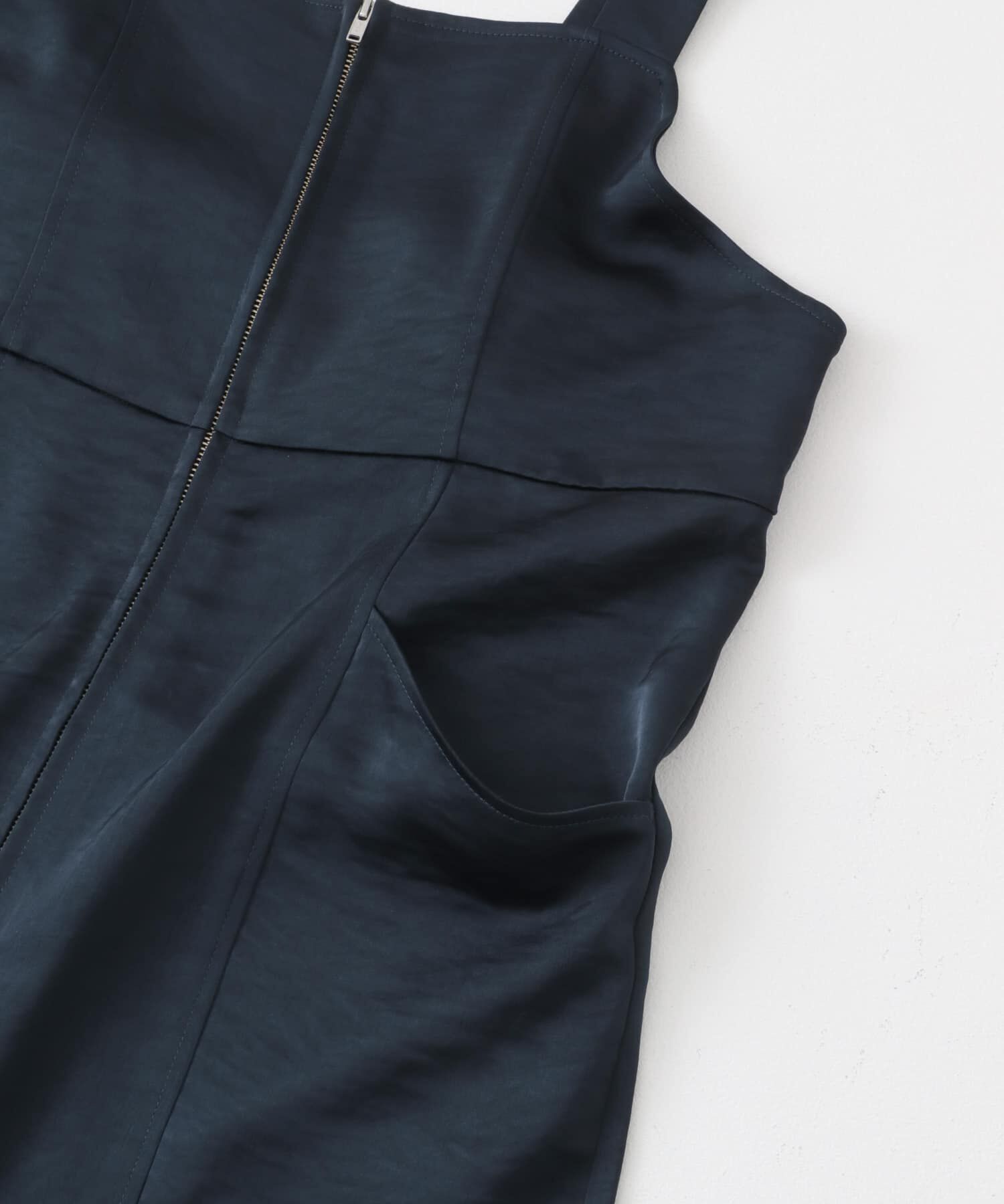  「フロントZIPサテンサロペット」|スカート|