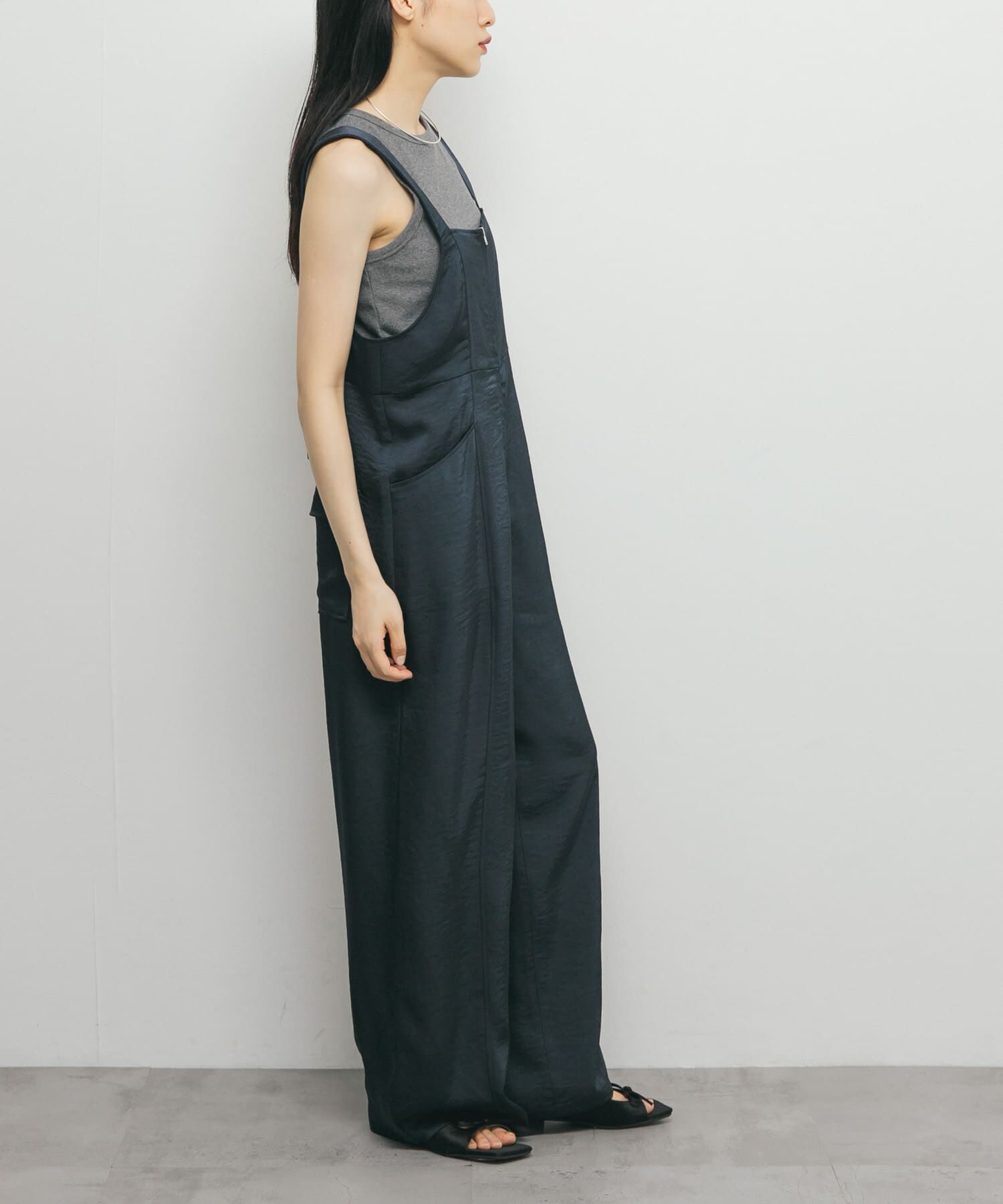  「フロントZIPサテンサロペット」|スカート|