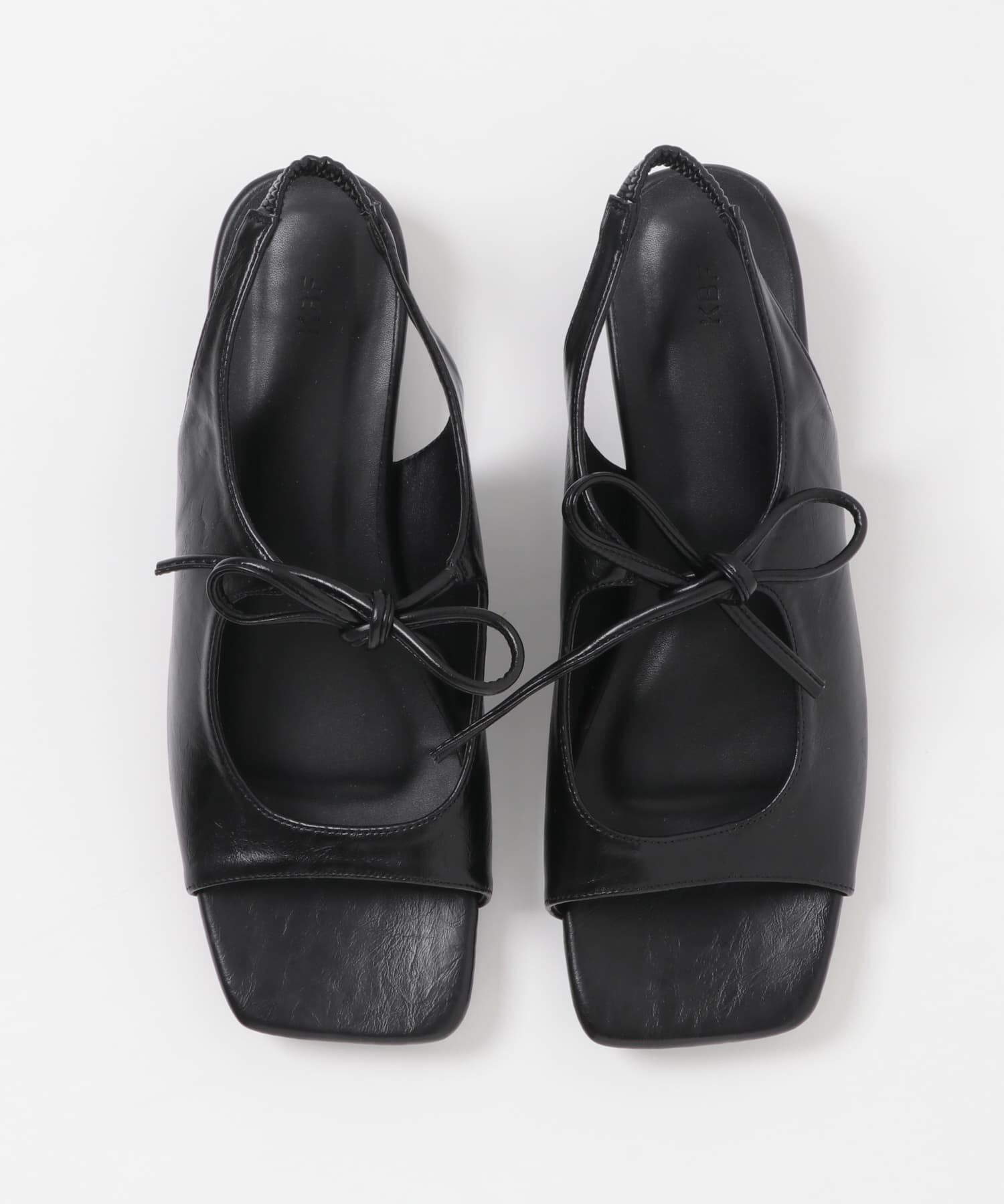  「スクエアトゥリボンコンビサンダル」|サンダル|