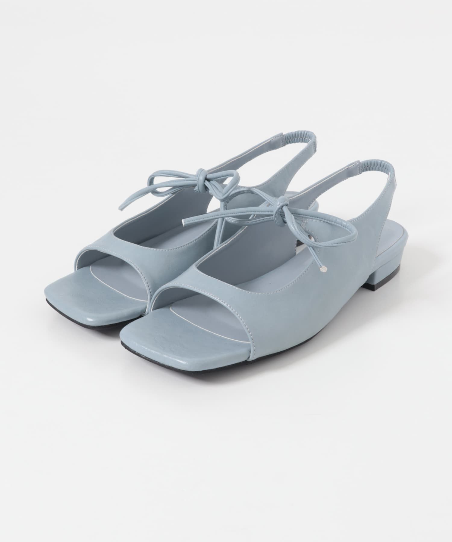  「スクエアトゥリボンコンビサンダル」|サンダル|